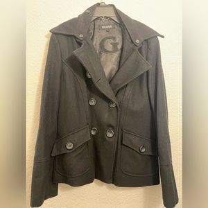 Guess Black Pea Coat Size L Vintage